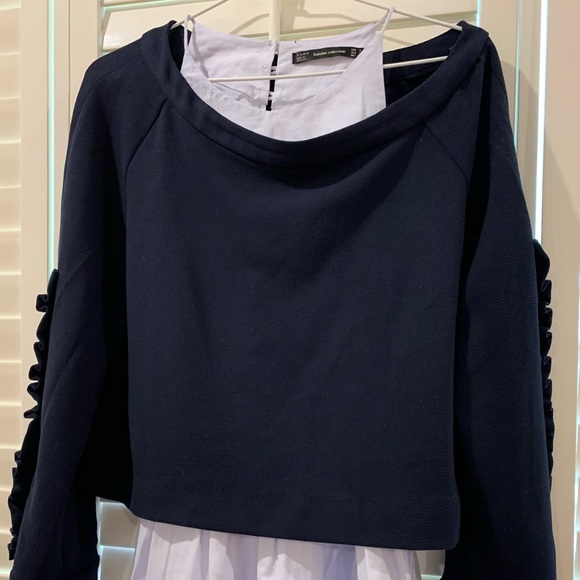 Zara Poplin Dress with Ruffled Sleeves NWOT - Picture 4 of 12